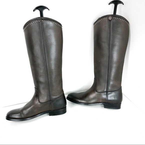 Frye Melissa Button Stud Knee Brown Boot Sz 5.5 B - Picture 4 of 8